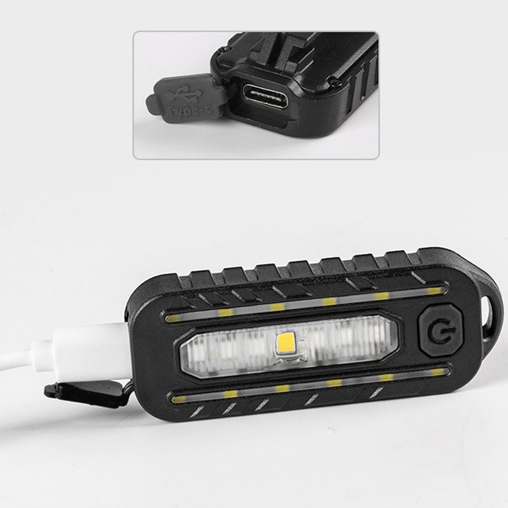 Lumina bicicleta, mini, negru, 70x25x16mm, 400mAh, IP65, set