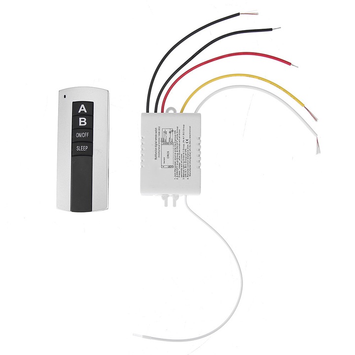 Comutator digital wireless perete 2 relee 220V, negru, 16A