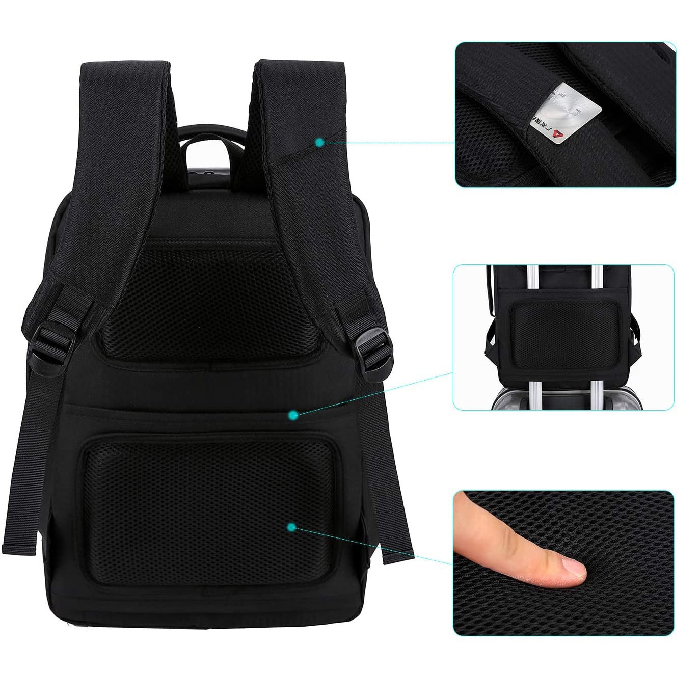 Rucsac pentru laptop de afaceri, rucsac impermeabil pentru notebook, rucsac scolar de 15, 6 inch cu port de incarcare USB, rucsac de calatorie casual pentru afaceri, calatorii scolare, munca, camping