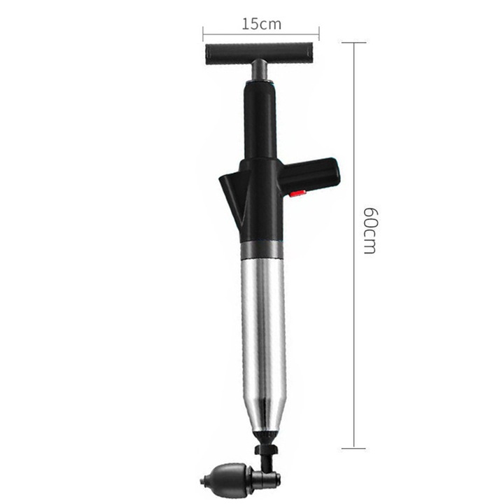 Pompa universala pentru deblocare chiuvete, gri/negru, 60x15cm