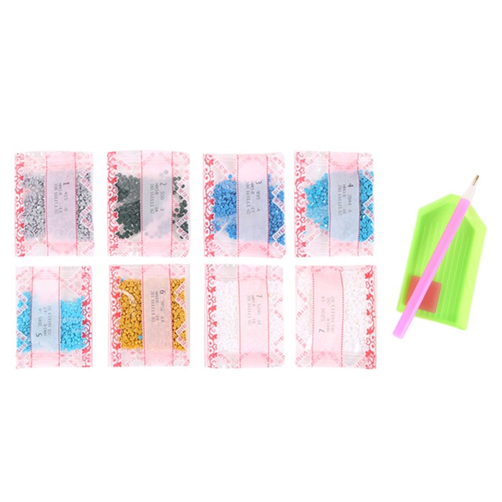 Set cana apa colorata cu pictura diamant, 470ml, 16.5x8.5cm, multicolor