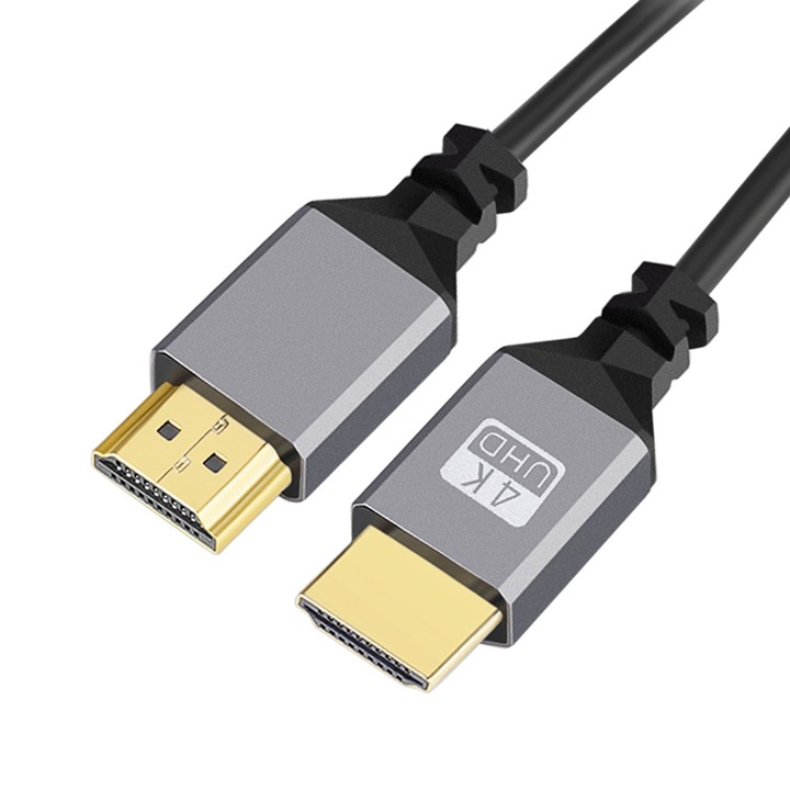 HDMI 2.0 кабел, черен, 0.5x2.4м, метален, спирален