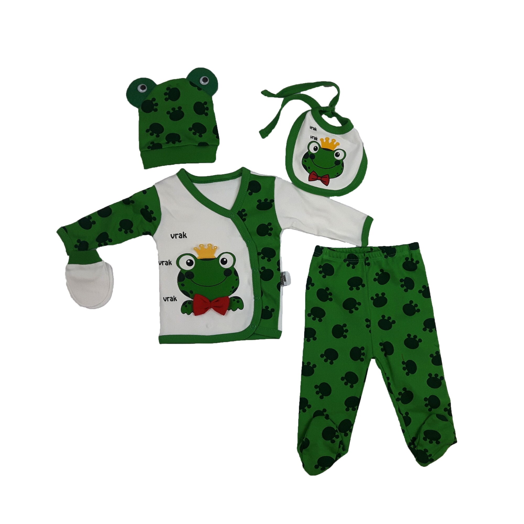 Set compleu cinci piese model Broscuta, 0-3 luni