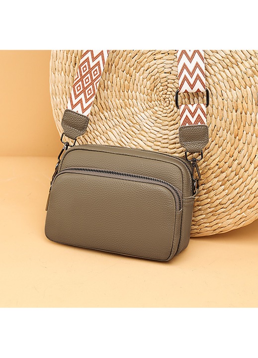 Női táska, valódi bőr, crossbody, puha, többszínű, 21x15x8cm