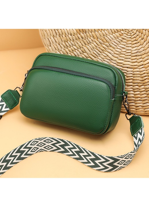 Női táska, valódi bőr, crossbody, 21x15x8cm, többszínű
