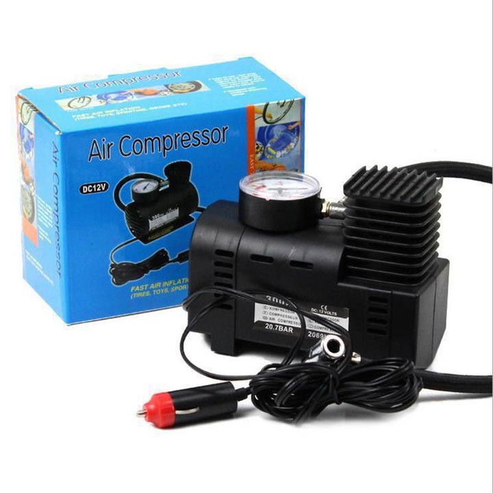 Compresor auto 12V 300PSI negru 170x125x90mm set