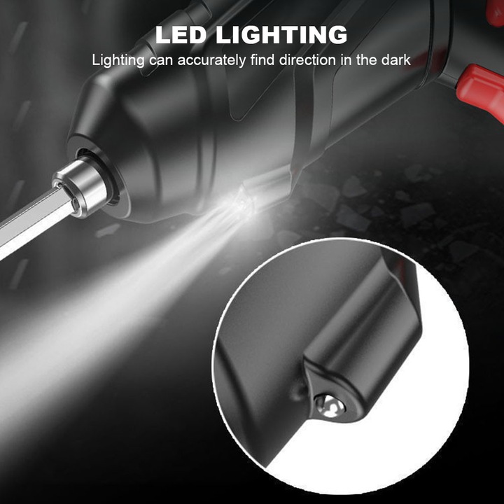2 db többfunkciós elektromos csavarhúzó készlet, LED, 3.6V, 220mm