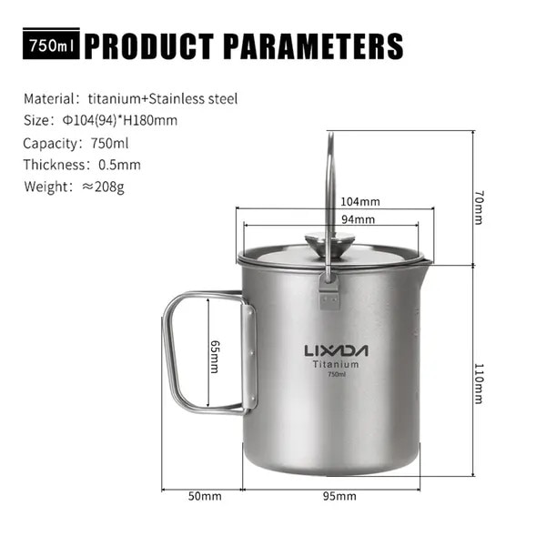 Cafetiera franceza titan 750ml, inox, pliabila, usoara