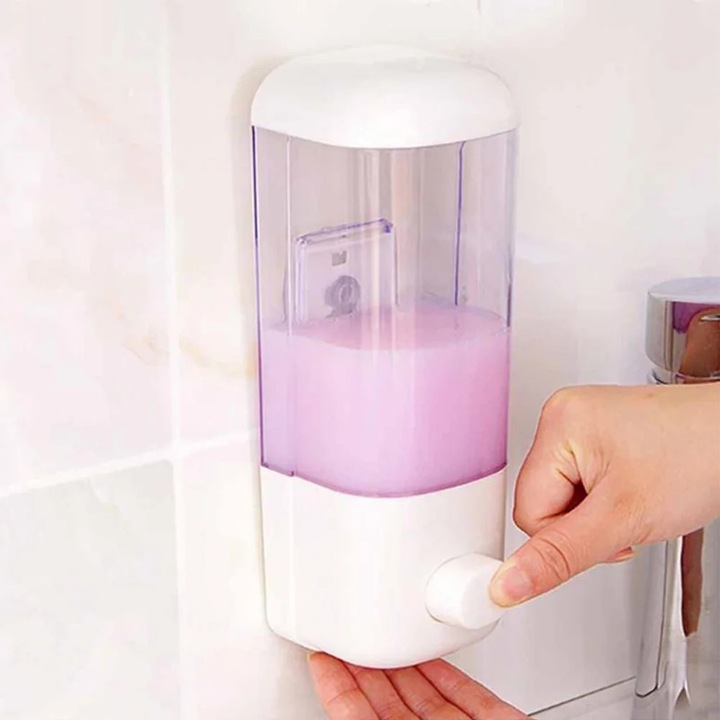 Dispenser sapun perete, 500ml si 1000ml, alb, 8x8.2x21.5cm si 14.4x8.5x22cm