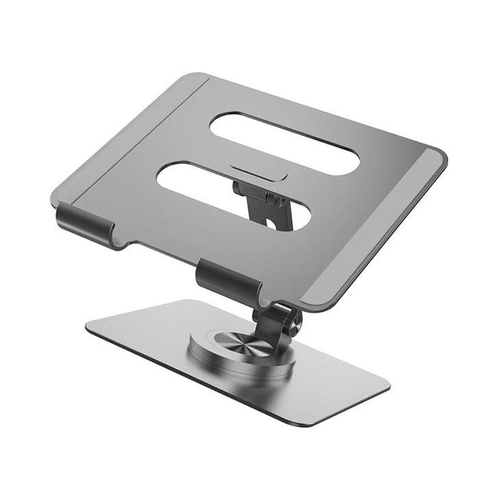 Suport laptop aluminiu, ajustabil, argintiu, 15x12.5x2.5cm
