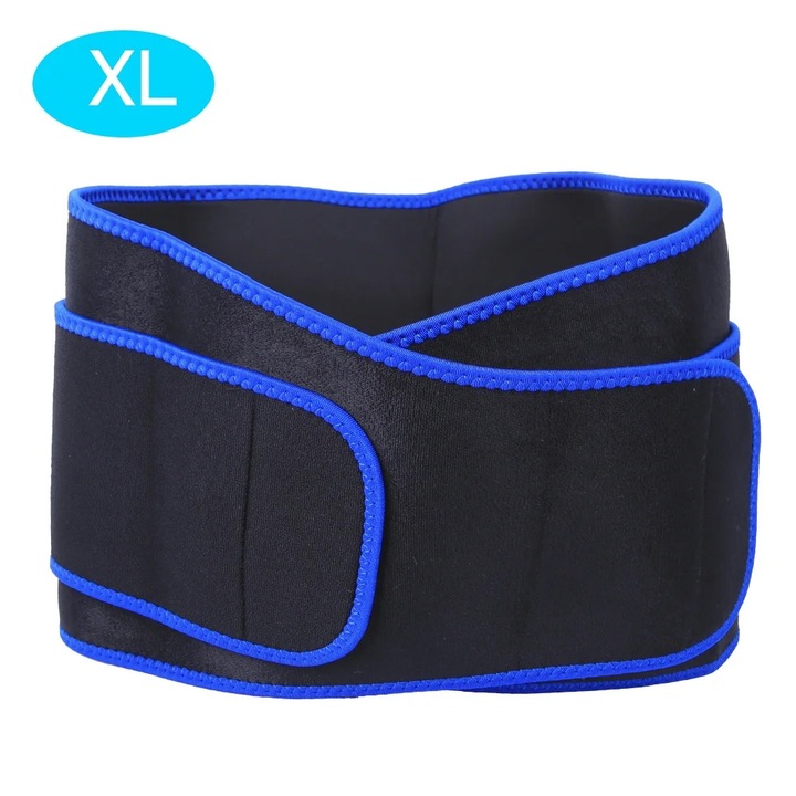 Centura sport ajustabila, negru cu albastru, Lx17cm, XLx21cm