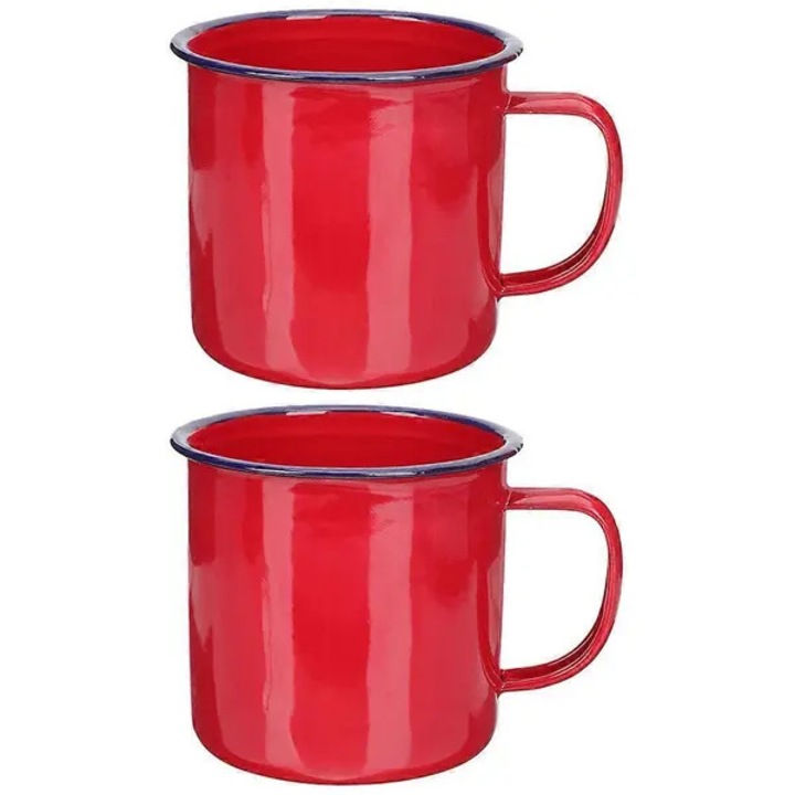 2 db zománcozott bögre készlet, 240ml, sötétvörös, 10.5x9x7cm