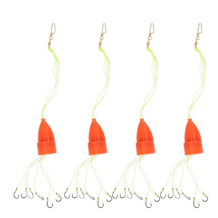 Set 4 carlige pescuit, plastic si otel inoxidabil, multicolor, 152g