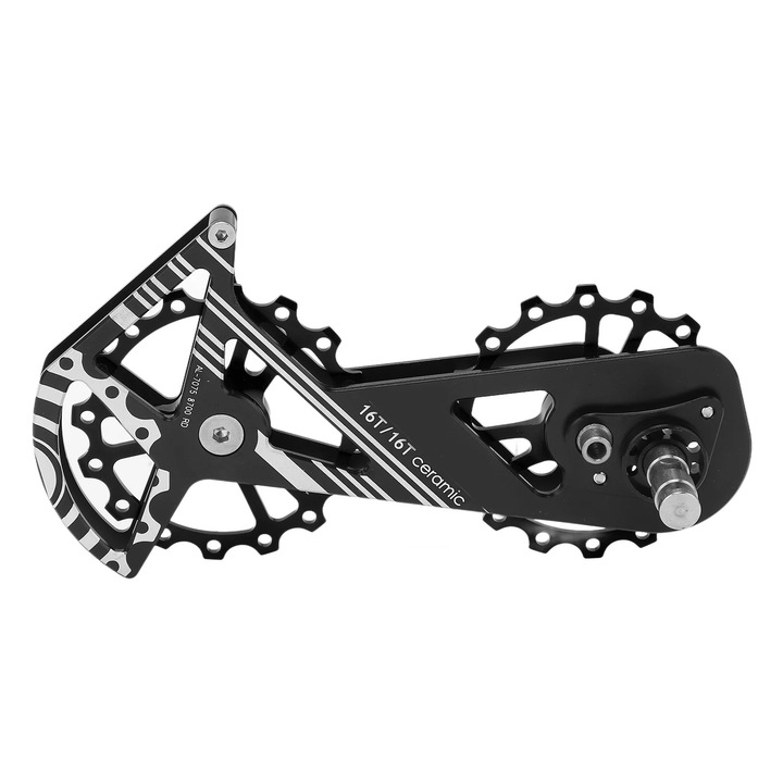 Roata ghidaj schimbator spate bicicleta aluminiu 16T negru 5800x139g