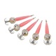 Set 5 carlige pescuit LED, otel carbon, rosu, 75x18mm