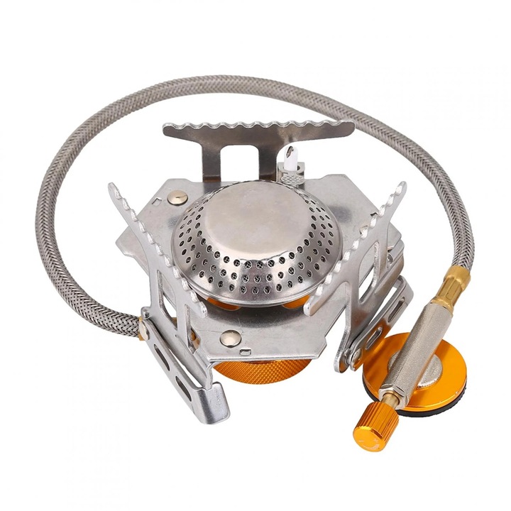 Arzator camping mini portabil aluminiu inoxidabil argintiu 7cm