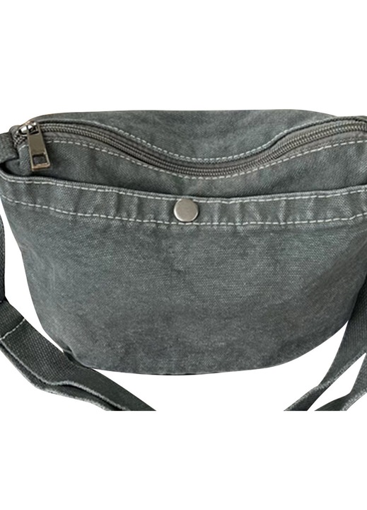 Női crossbody táska, vászon, állítható, szürke, 25x14cm