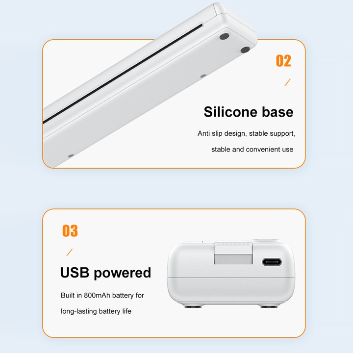 Hordozható hőnyomtató, fehér, 265x61x32mm, 1000mAh, USB-C, Bluetooth