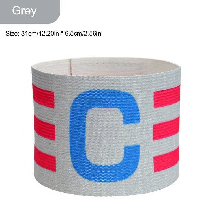 Banda capitan fotbal, reglabila, nylon, gri, 31x6.5cm