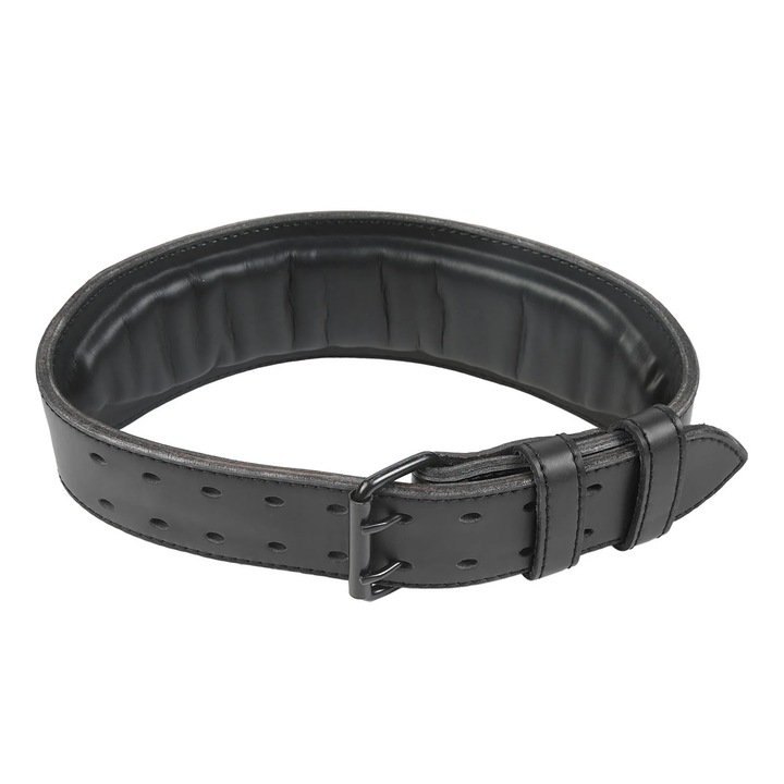 ZYBLSSBB, centura de haltere din piele naturala cu pad EVA, latime max. 10 cm, ajustabila cu catarama dubla, negru, 130 cm
