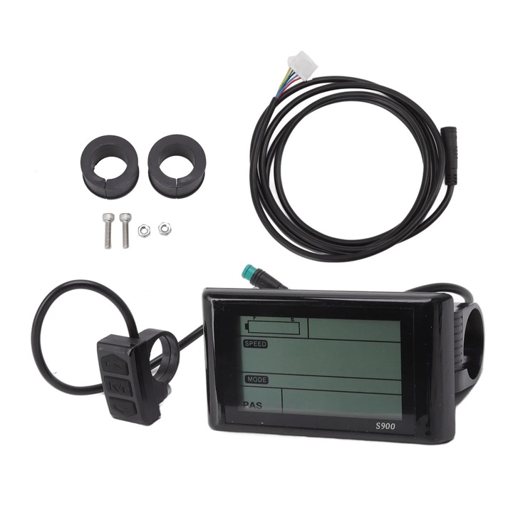 Display LCD electric bicicleta S900, multifunctional, negru, 22.2mm