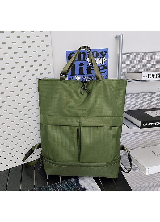 Unisex hétköznapi nylon hátizsák, zöld, 44x42x13cm, 20-35L