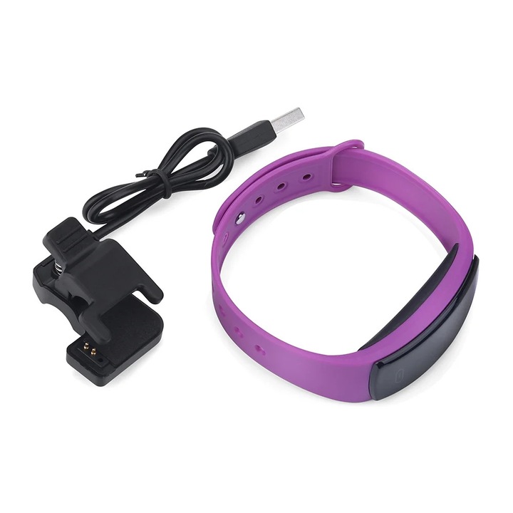 Bratara fitness, monitorizare sanatate, negru mov, 44.5x20.8x11.5mm
