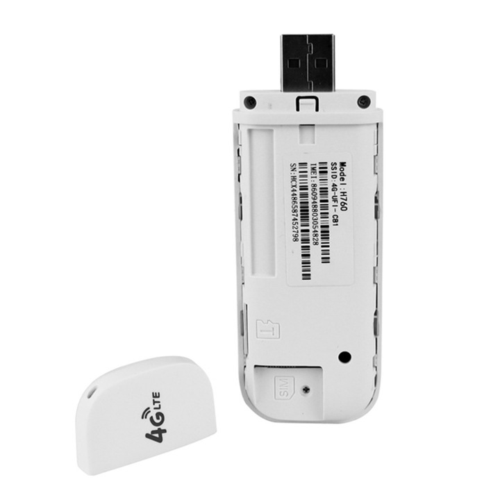 Hordozható 4G vezeték nélküli router USB, fehér 9.6x3.3x1.2cm