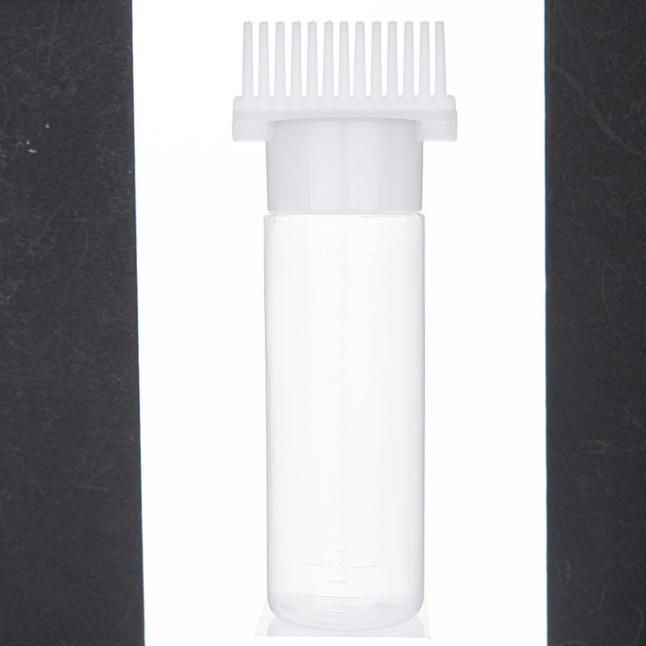 Sticla aplicator pentru ulei de par, 180ml, alb, 17.2x6.4x4.6cm