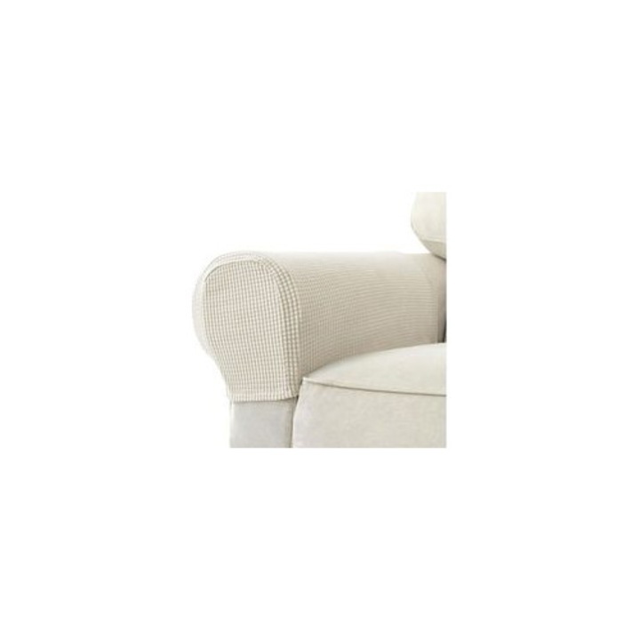 Калъф за подлакътник на диван, 2 части, спандекс, бежов, 45.5x16.5x20 см