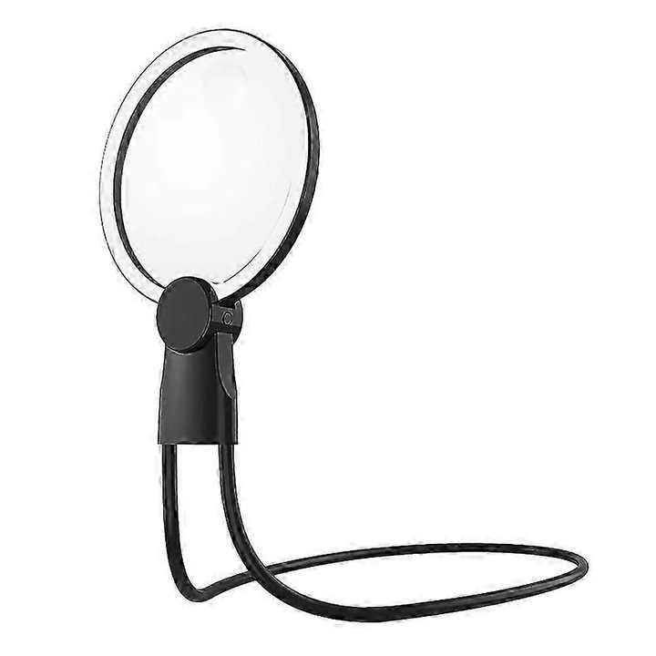 LED-es nagyító, 3 mód, fekete, 130mmx25mm, állítható, 1000mAh újratölthető akkumulátorral