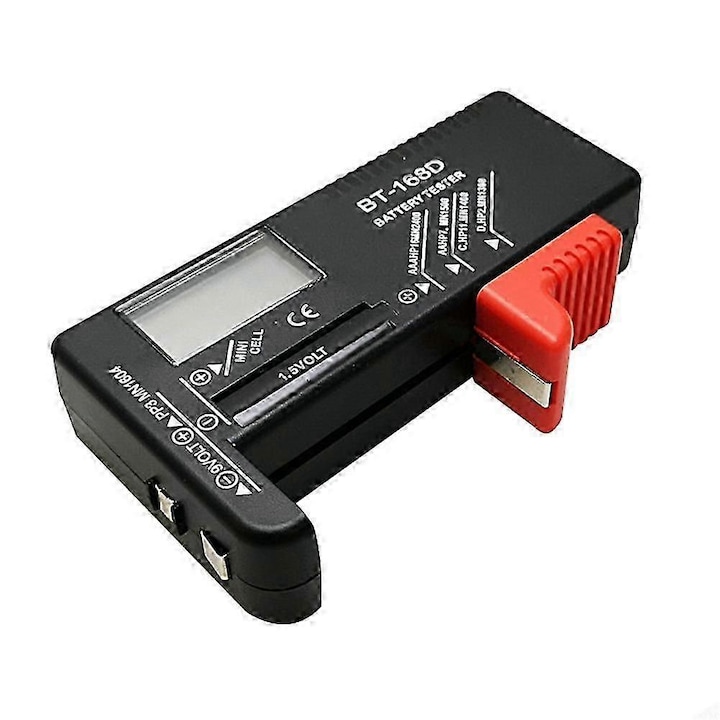 Цифров тестер за батерии BT168D капацитет, черно червено, 110x59x25mm