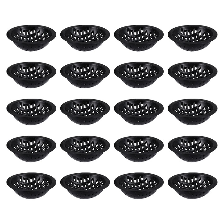 Set 20 plase drenaj ghiveci, plastic, negru, 5.5x5.5x2cm si 7.5x7.5x2cm