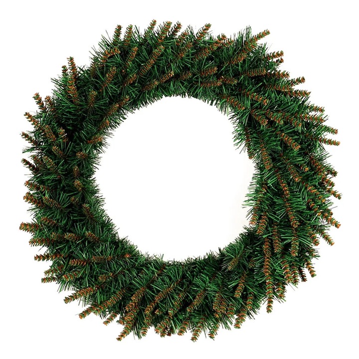 Coronita Craciun 40cm PVC verde cu lumini LED decorativa