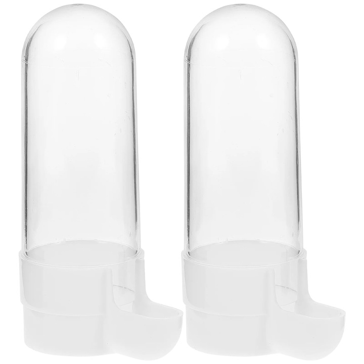 Dispenser hrana si apa pentru colivie ZYBLSSBB LSM2xh6824-BCS0174918, PVC, transparent, set 2, 12 x 7 x 12 cm
