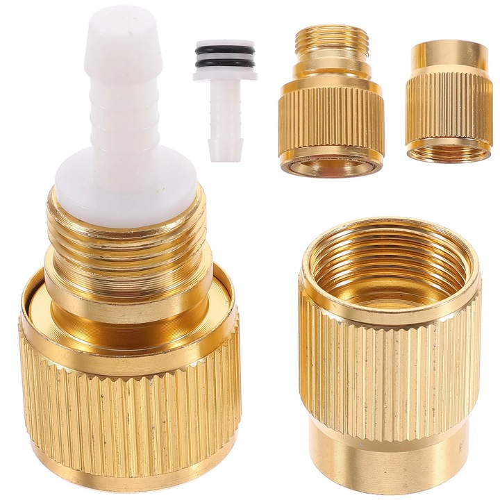 Conector rapid furtun apa 3/4 inch, set 2 buc, auriu, 6.25x2.9x2.9cm
