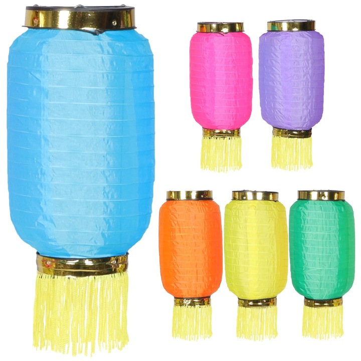Set 6 lampioane suspendate japoneze multicolor 34x15.5x15.5cm