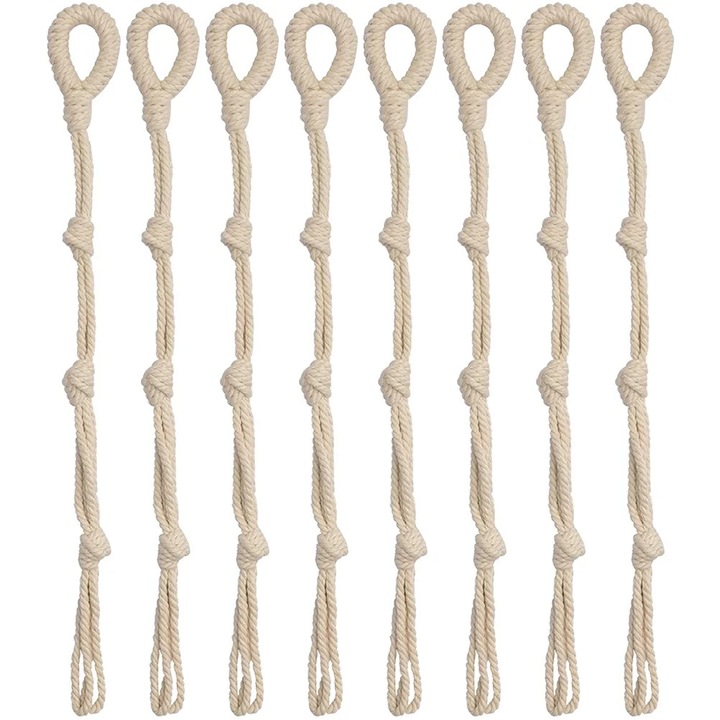 Sfoara macrame pentru agatat ghivece, bumbac, bej, 38x4x1.5cm