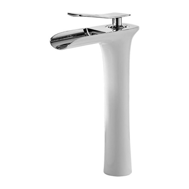 Mosdó csaptelep, egykaros, sárgaréz, fehér, 3/8"