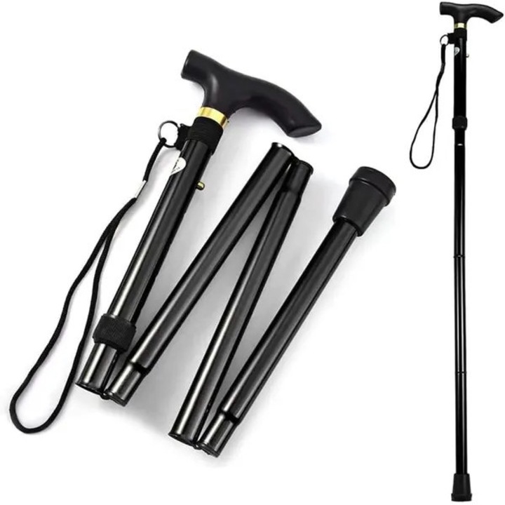Bat de mers pliabil, ajustabil, aluminiu, negru, 33x37 inch