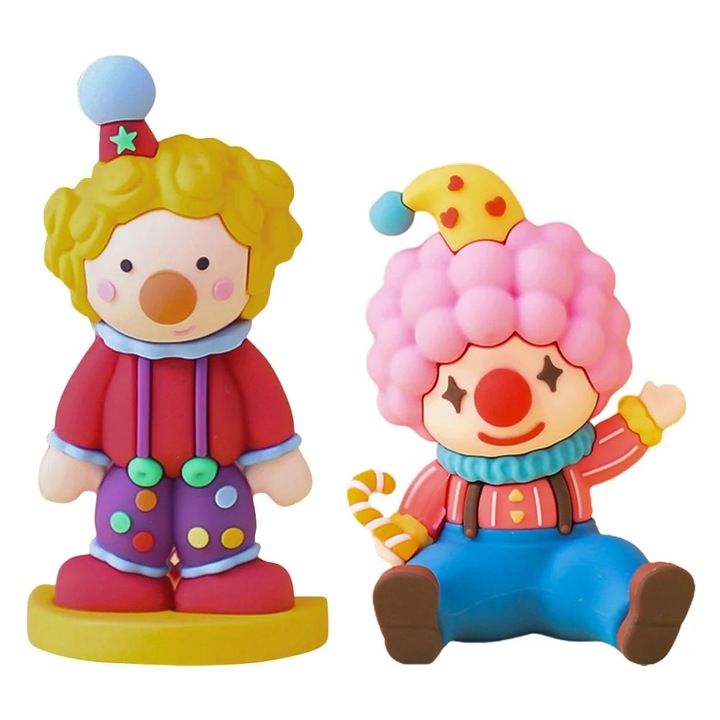Figurine clovn mini set 2 buc plastic moale multicolor 9x4.6x3.7cm 7.2x4.8x4cm