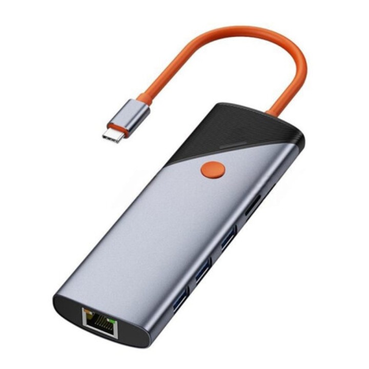 Докинг станция USB-C 9 в 1, многоцветна, 4K 60Hz, 1000Mbps, 87W, 5Gbps