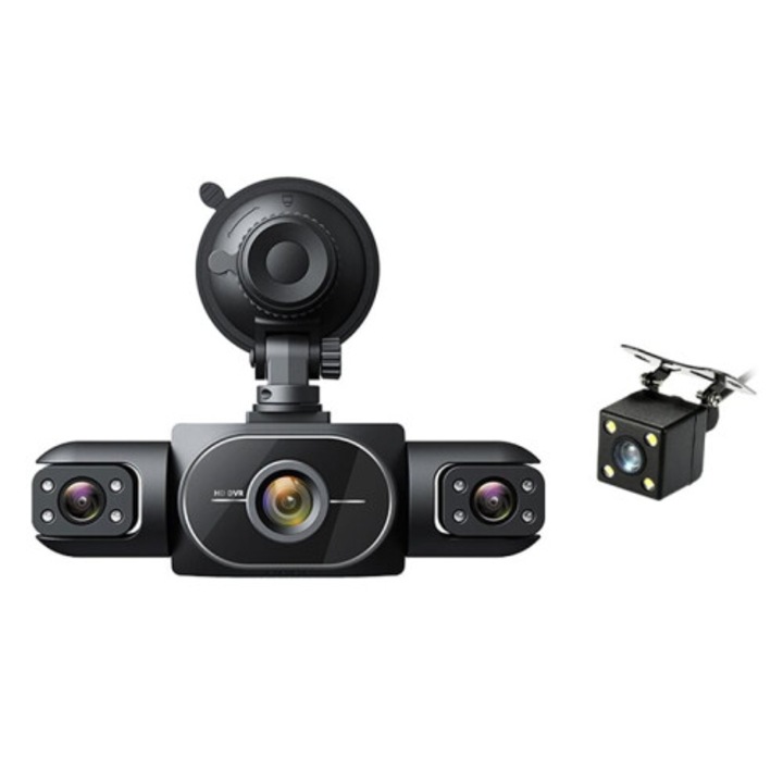 Camera auto DVR 4 canale, 1080P, vedere fata laterala spate, negru
