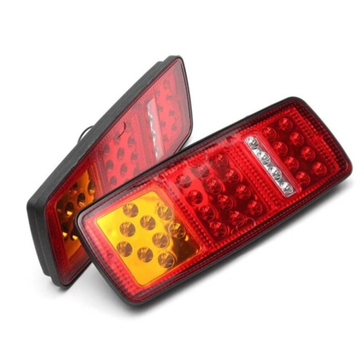 Set 2 lampi spate 36 LED, 12V 24V, rosu, universal, remorca camion masina caravana
