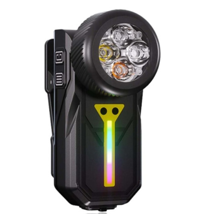 Lanterna reincarcabila multifunctionala, negru, 62g, 680 lumeni, 8 moduri iluminare, IPX6, 600mAh, 10x5x3cm