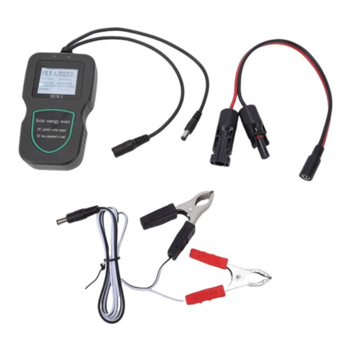 Tester solar panou 500W, monitor tensiune curent putere, afisaj LCD, portabil