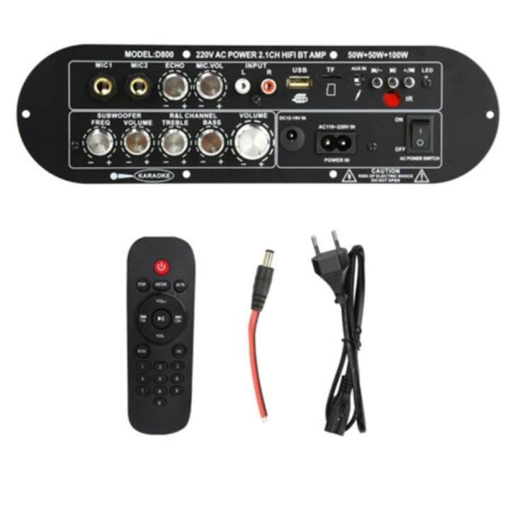 Amplificator digital 2.1 canale 50W+50W+100W multicolor 10m