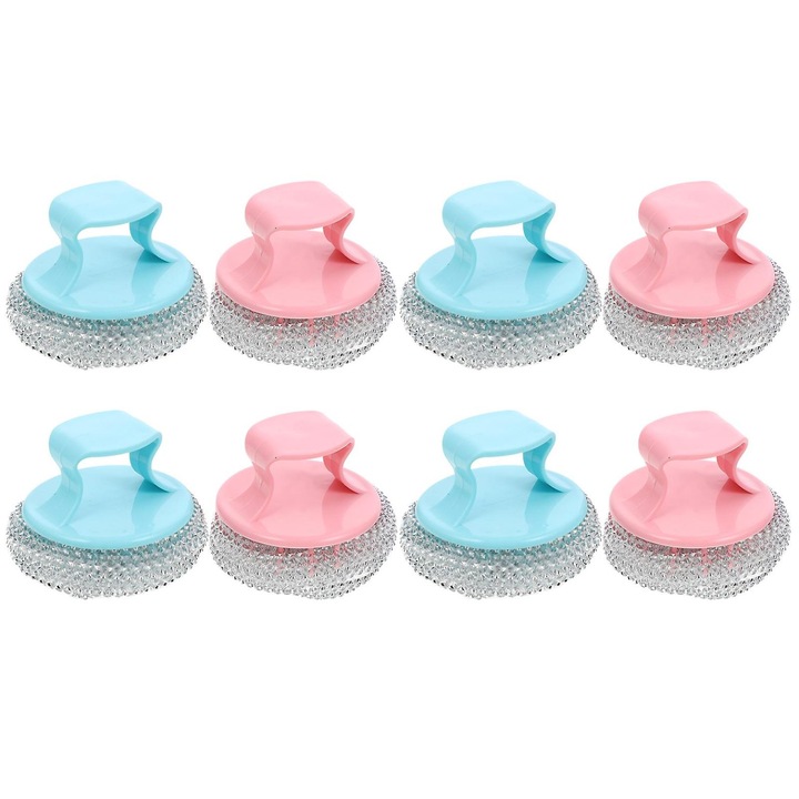 Set 8 bureti inox si plastic pentru curatare, 9x9x5cm, multicolor