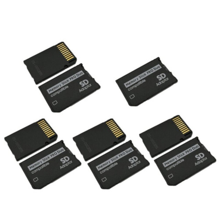 10 db TF kártya adapter készlet Memory Stick Pro Duo-ra PSP-hez, egyetlen foglalat