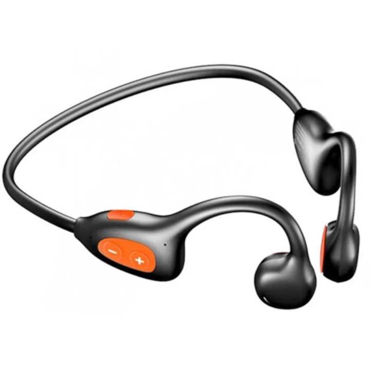 Безжични спортни слушалки, модел open ear hook, леки, черни
